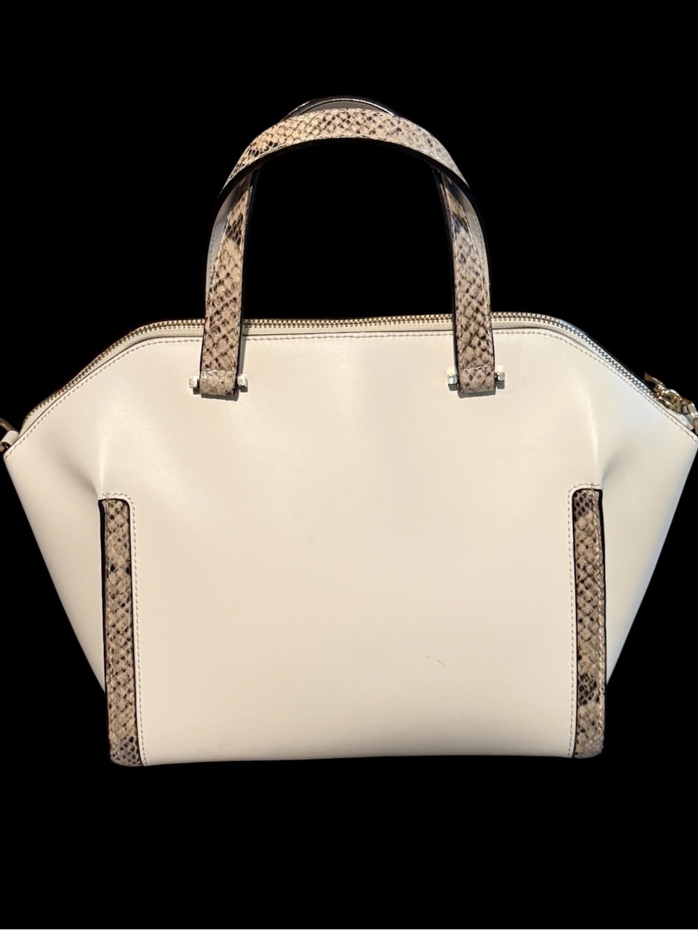 Kate Spade Cream Satchel with Snake-Print Trim and Gold Hardware - Picture 3 of 11